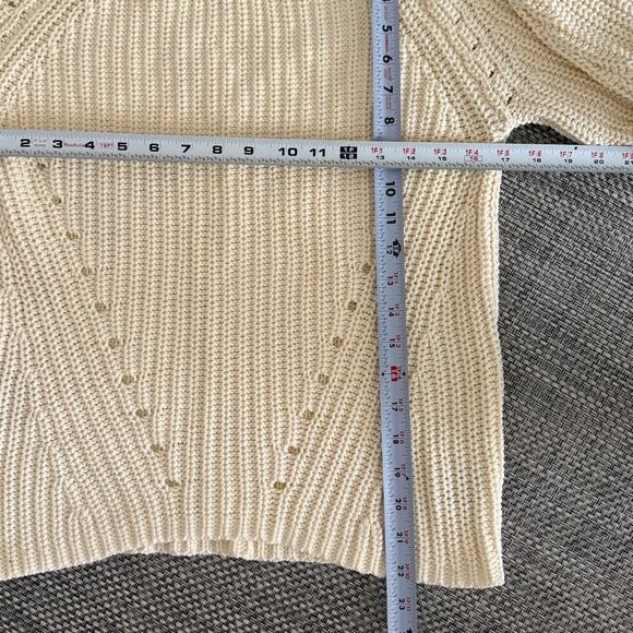 360SWEATER Cotton Fisherman Crew Neck Long Sleeve Pullover Sweater S Cream - Picture 5 of 5